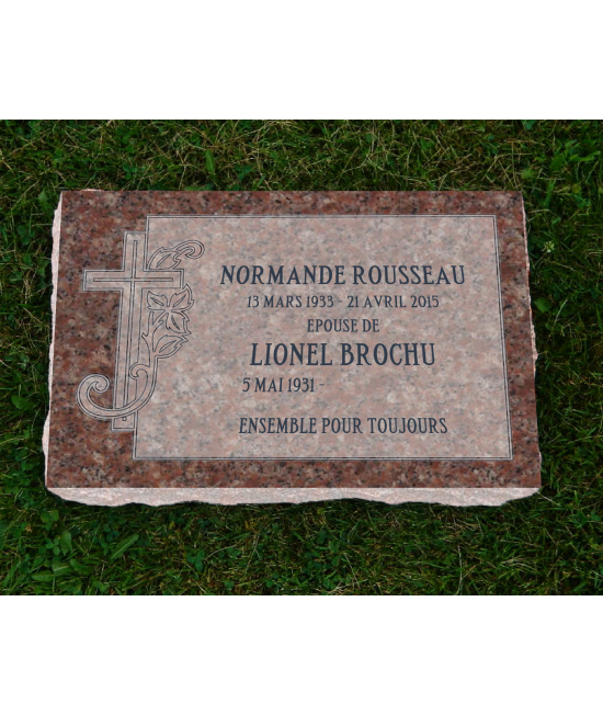 Plaque Funéraire Rose Non poli #111